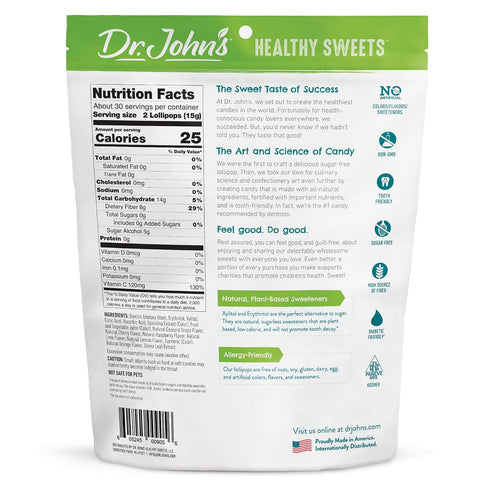 60 Count, 1 LB Dr. Johns Sugar Free Candy, Healthy Lollipops with Zero Sugar, Low Calorie Snacks, Keto Friendly Hard