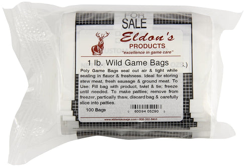 Eldon's Sausage and Jerky Supply 100 Piece Wild Game Poly Meat Bags, 0.670 Pound