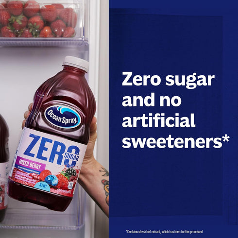 64 Oz Ocean Spray ZERO Sugar Mixed Berry Juice Drink, Cranberry Juice Drink Sweetened with Stevia, Fl Bottle