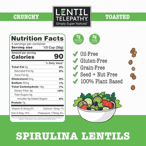 90 7g 4 2 Pack Lentil Telepathy Spirulina Salad Toppers - Calories, of Protein, Vegan-Friendly, Non-GMO, Perfect