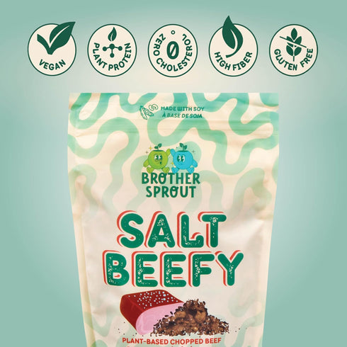 23g 500g 1.75kg Brother Sprout Salt Beefy Plant-Based Chopped Beef, Protein per Serving, Non-GMO Soy, Gluten-Free, No