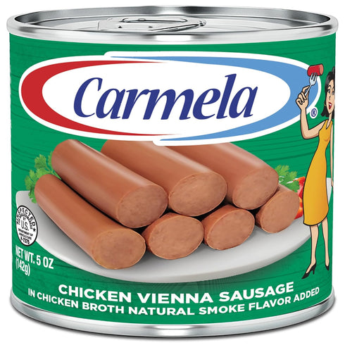 Carmela Pack 12 Chicken Vienna Sausage Variety Cans (Six Original + Six Hot Spice) Ready-to-Eat Canned Sausage