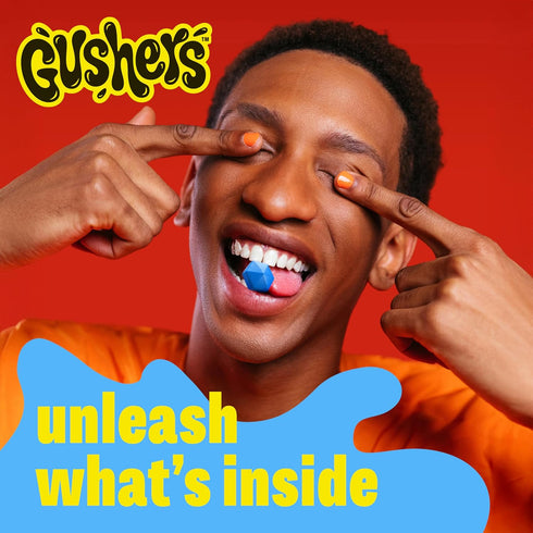 10 19 oz Gushers Fruit Flavored Snacks, King Size Pouches, Tropical Flavor, Ct
