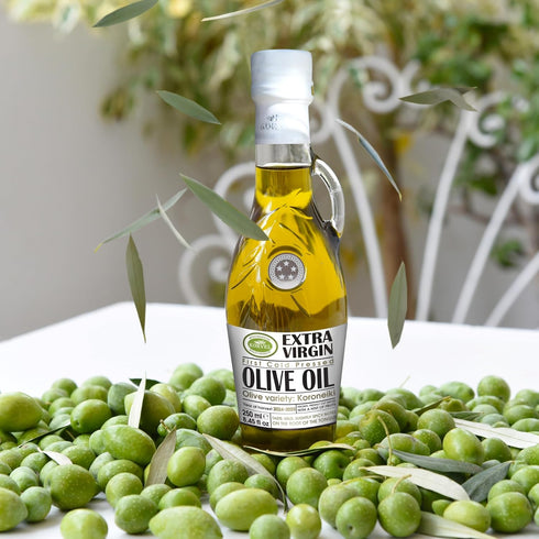 250ml (8.45 oz) 2 Pack KORVEL Greek Extra Virgin Olive Oil, Amphora fl Premium Cold Pressed Greek EVOO in Elegant Glass