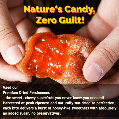 WJDDMGO Persimmons, 14.11oz Persimmon Whole Dried Soft and Chewy Fruit, No Sugar Added Dehydrated Unsweetened