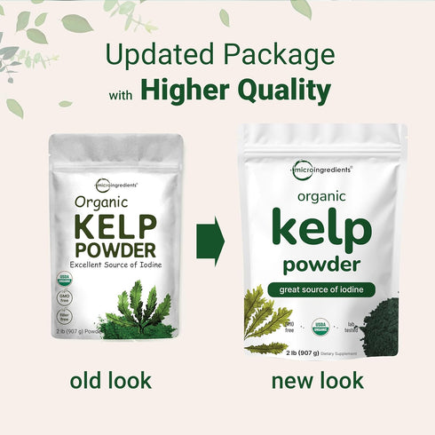 2lbs Organic Kelp Powder, | Sustainably US Grown, Raw Ascophyllum Nodosum Source | Rich in Iodine for Thyroid Support