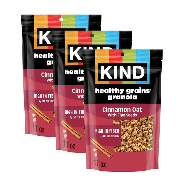 Kind Healthy Grains Granola, Cinnamon Oat Clusters with Flax Seeds, Gluten Free,