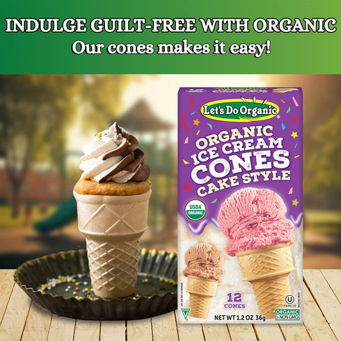 1.2 Oz (Pack 1) Lets Do Organic Ice Cream Cones - Sugar Cones for Ice Cream, Mini Ice Cream Cones, Ice Cream Cups