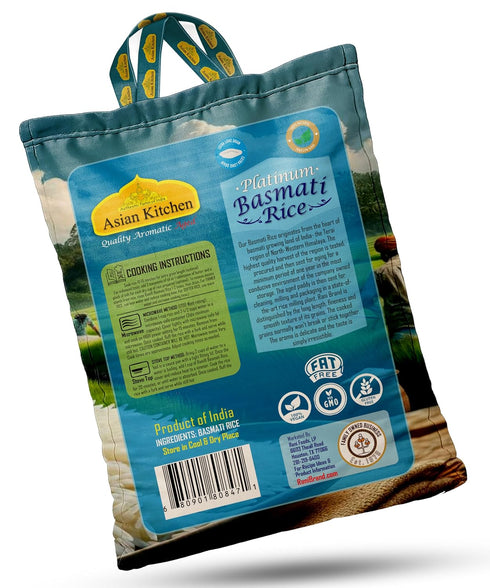 10lbs (4.54kg) Asian Kitchen Platinum White Basmati Rice Extra Long Aged ~ All Natural | Gluten Friendly | Vegan |