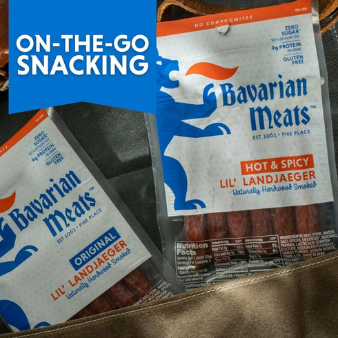 3 (Pack 6) Bavarian Meats Lil' Landjaeger Meat Sticks, Smoked Sausage Protein Snacks, Zero Sugar, Great Source