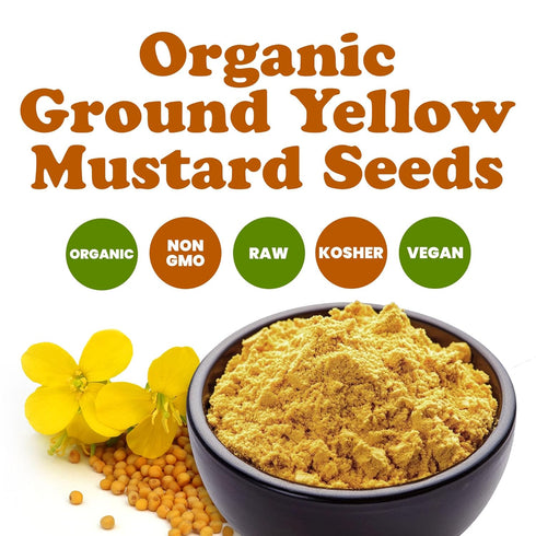 1 Food to Live Organic Ground Yellow Mustard Seeds, Pound All-Natural, Vegan Spice for Flavorful Cooking and Seasoning
