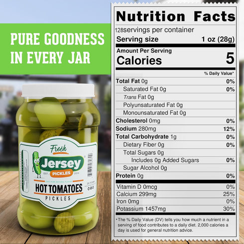 Jersey Pickles - Hot Pickled Tomatoes (Gallon) Pickled Vegetable Handcrafted Gourmet Topping for Sandwiches