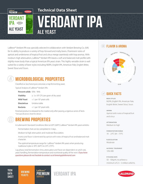 Lalbrew Yeast-11 Verdant IPA Brewing Grams