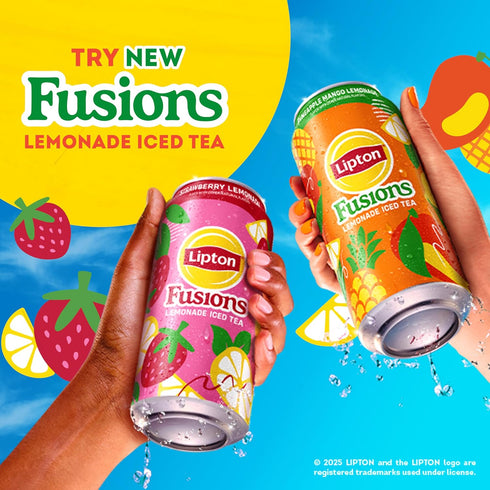 16 Oz (Pack 12) Lipton Fusions, Strawberry Lemonade & Iced Tea, Fl Cans