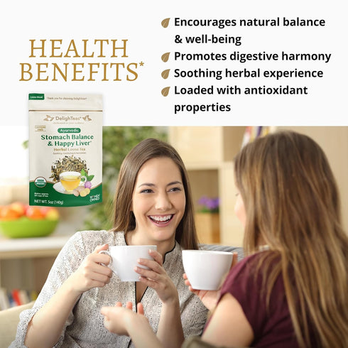 50 5oz DelighTeas Stomach & Liver Tea | Ayurvedic Herbal Blend for Digestion | Organic Milk Thistle, Fennel, Ginger