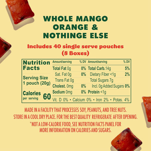 Gummies (Pack 8 5 40 (3.5 oz) SOLELY - Organic Mango & Orange Whole Fruit of Boxes, Bags per Box) - Real Fresh Fruit