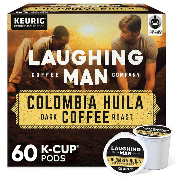 LAUGHING MAN Colombia Huila Keurig Single-Serve K-Cup Pods, Dark Roast Coffee, 60 Count (6