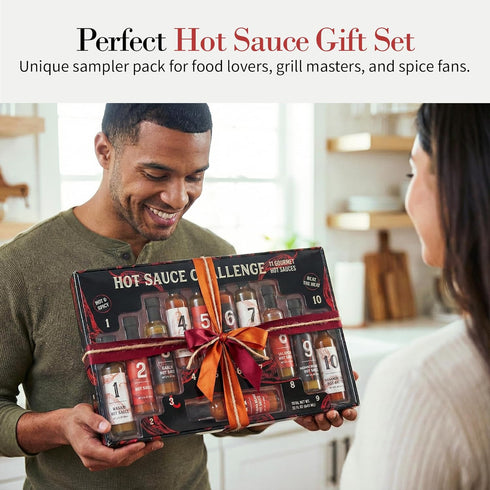 11 Pack Set Set Bottle Hot Sauce Variety Spice with Habanero, Chipotle, Garlic Sauce & More Gourmet Sauces for Tasting