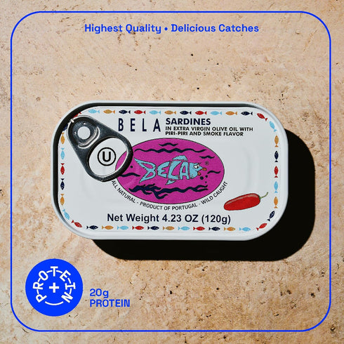 4.25 Oz (Pack 1) 3 BELA Wild Caught Portuguese Sardines - Lightly Smoked and Marinated in Piri Piri Flavored Extra