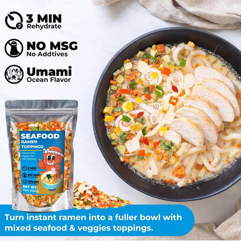 Nahasahr 16oz 11 Ramen Toppings Seafood & Veggie Mix - Ingredient Dried Vegetables & Seafood Ramen Topper, Easy Instant