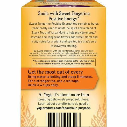 16 Pack (4 Packs) Yogi Sweet Tangerine Positive Energy Tea - Tea Bags per - Organic Tangerine Energy Tea - Includes