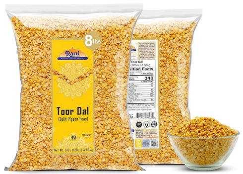 128oz (8lbs) 3.63kg Rani Toor Dal (Split Pigeon Peas) Bulk ~ All Natural | Gluten Friendly | NON-GMO | Vegan | Indian