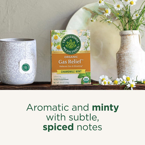 Traditional Medicinals Organic Gas Relief Tea, Chamomile Mint, 16 Tea Bags