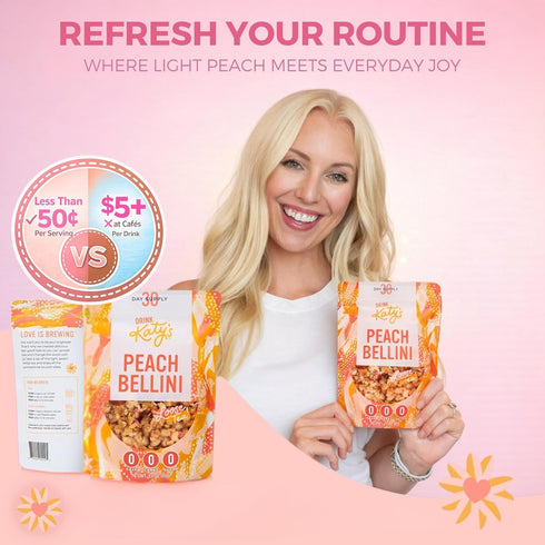 30+ 2.75oz Katys Peach Bellini Loose Tea - Apple, Peach & Mango - Light Herbal Fruit Tea, Caffeine-Free, Sugar-Free