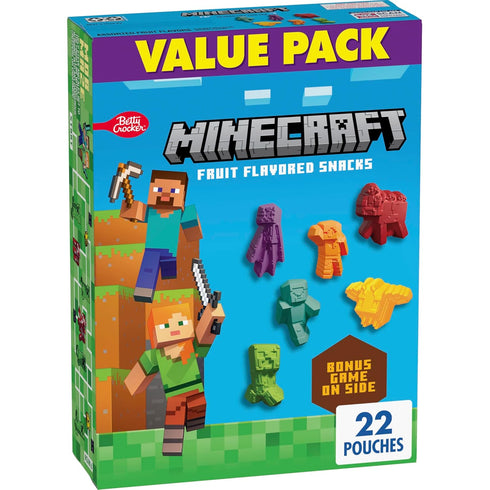 Minecraft Fruit Flavored Snacks, Fat Free and Gluten Free Snacks, 17.6 oz