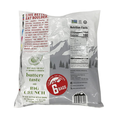 6 Count, 1.25 OZ Boulder Canyon Avocado Oil Sea Salt Potato Chips