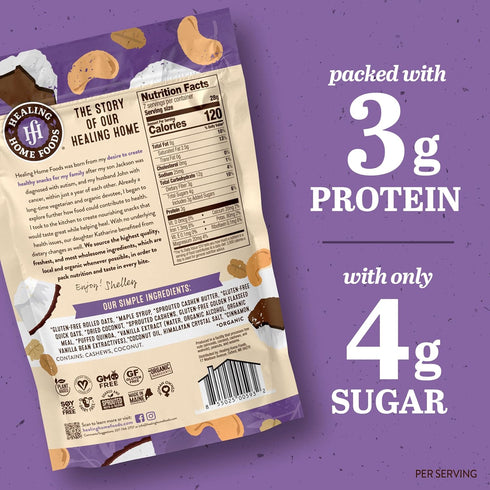 Healing Home Foods 4oz (9Pack) Cashew Coconut Crunch, Gluten Free Granola Mix Made with Coconut, Cashews & Almonds, Nut