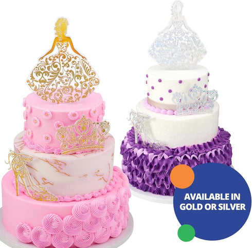 DecoPac Quinceanera Cake Topper - Glitter Cake Topper, Silver Cake Decoration, 3 Piece Set