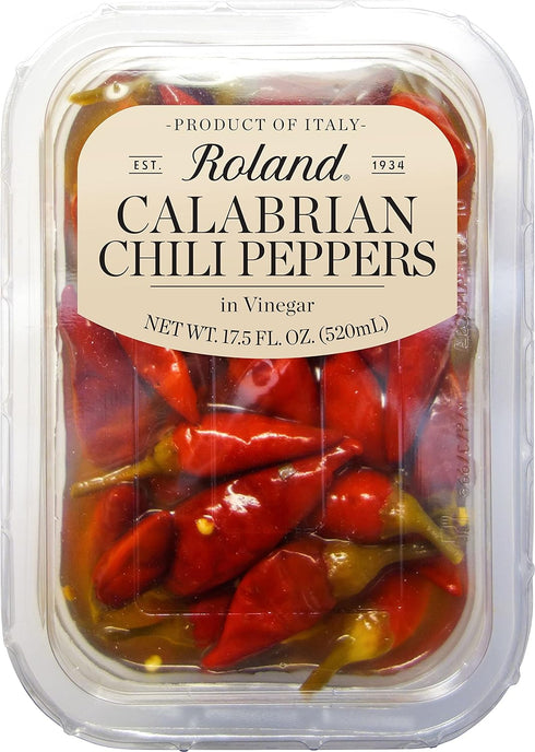 Roland Foods Calabrian Chili Peppers in Vinegar, Specialty Imported Food, 17.5 Ounce,