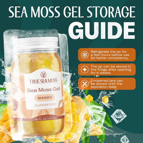 Pack 1 TrueSeaMoss Sea Moss Gel Made in USA Wildcrafted Seamoss, Fruits & Jarred Vegetables Mango, of (Labels may Vary)