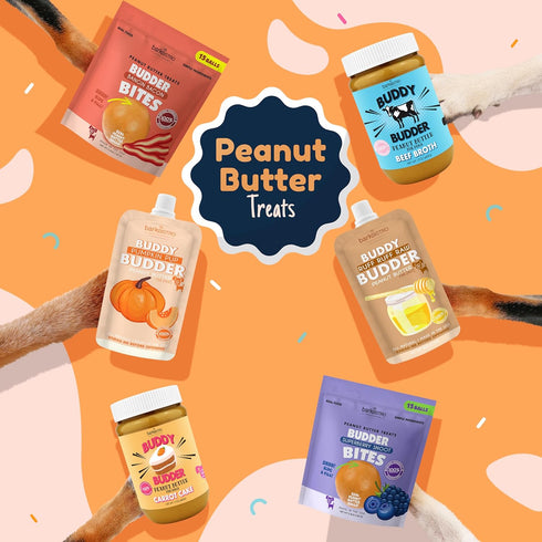 3 Pack, 4oz Packs BUDDY BUDDER Bangin Bacon Peanut Butter for Dogs, Squeeze