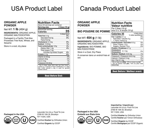 1 Food to Live Organic Apple Juice Powder, Pound - Non-GMO, Unsulfured, Raw, Vegan, Bulk, Great for Juices, Smoothies