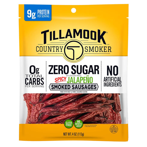 Tillamook Country Smoker Smoked Sausage, Zero Sugar, Spicy Jalapeo, 4 Ounce (1