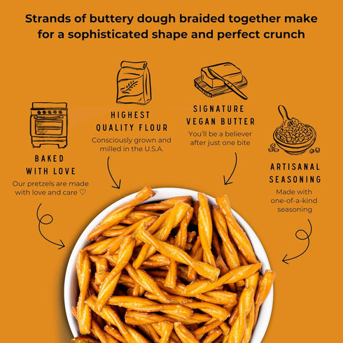 5 Oz (Pack 6), Stellar Snacks Pretzel Braids, French Dijon Honey Mustard, of Gourmet Pretzel Sticks, Vegan, Kosher, Non