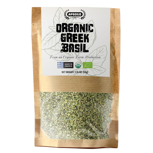Apsogo Organic Greek Basil Premium Dried Basil Leaves for Cooking (1.76 oz),