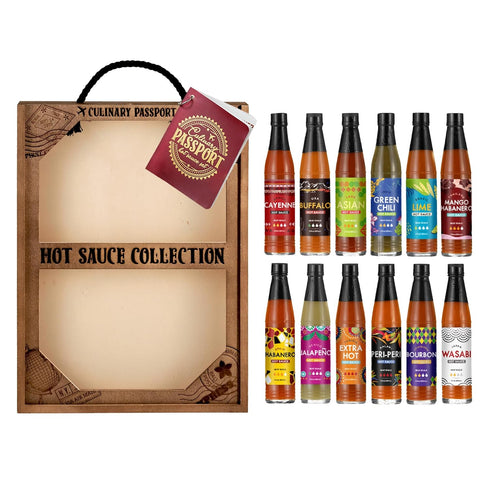Pack 12 Set Culinary Passport Ultimate Hot Sauce Variety - Hot Sauce Bottles Gift