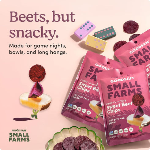 Pack 8 GoodSAM Small Farms Baked Sweet Beet Chips, of Simple Ingredient Fruit Chips