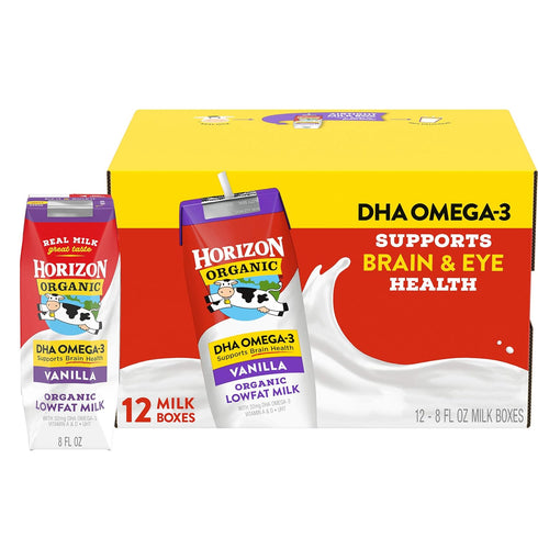 Horizon Organic Shelf-Stable 1% Low Fat Milk Boxes with DHA Omega-3, Vanilla,