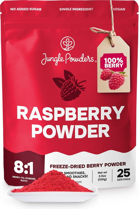 Jungle Powders Raspberry Powder 3.5 Ounce Bag, Food Grade Powdered Unsweetened Freeze