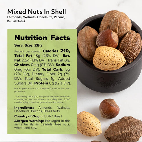 |Packed (6 LBS) NUTS U.S. Mixed Nuts In Shell (Almonds, Walnuts, Hazelnuts, Pecans, Brazil Nuts) | No Added Colors