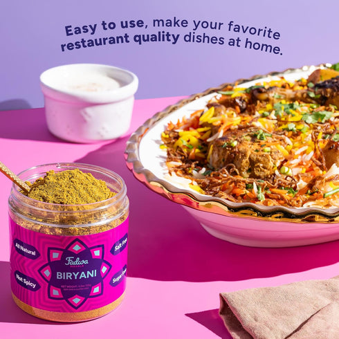 4.5 oz Fadwa Masala Biryani Spice Mix - Jar, Salt & Sugar Free, Non-Spicy Authentic Desi Spices for Pakistani & Indian