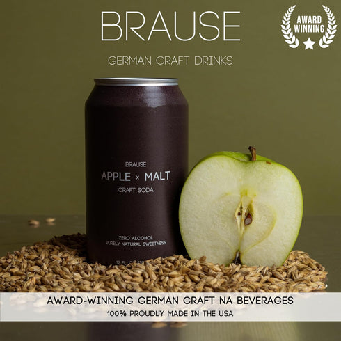 Brause 12-Pack 12oz Apple x Malt German Craft Beverage, Award-Winning Premium Non-Alcoholic Cider/Apple Beer/Lager