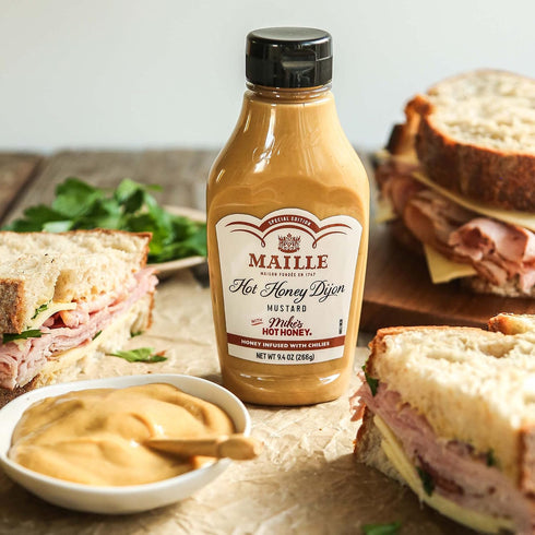 Maille x Mike's Hot Honey Special Edition Savory-Sweet Condiment with Spicy Kick, Gluten-Free Hot Honey Dijon Mustard
