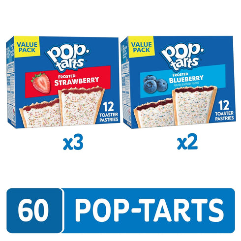 Pack, Pack (60 Pop-Tarts Toaster Pastries, Breakfast Foods, Kids Snacks, Value Variety Pop-Tarts)