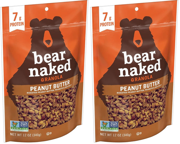 Kellogg's Bear Naked Granola Cereal, Whole Grain Granola, Breakfast Snacks, Peanut Butter, 12oz
