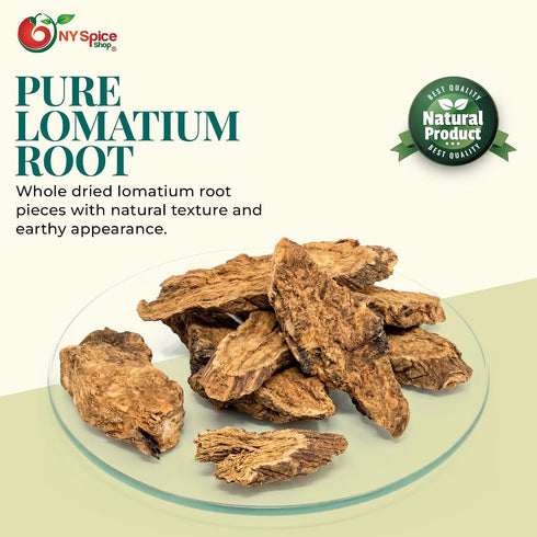 (4 NY Spice Shop Lomatium Root Whole - Dried Wildcrafted Lomatium Dissectum Root - Raw Herbal Roots for Traditional Use